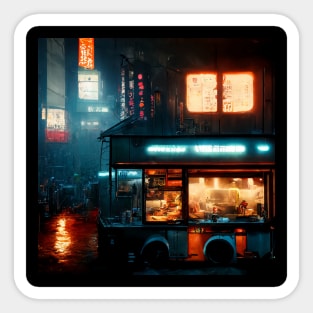 Ramen Truck - Cyberpunk Cityscapes Sticker